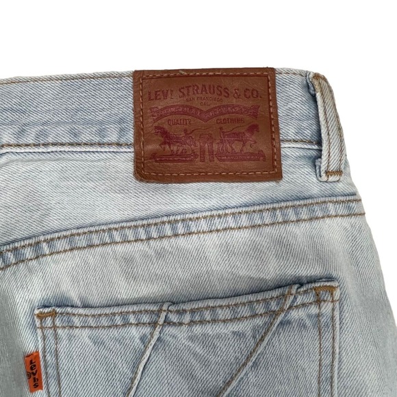 Levis Jeans Womens 26 Light Wash Straight Leg Raw Hem Orange Tab Denim Mid Rise - Picture 8 of 10